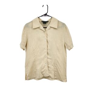 Bushwacker Women's 100% Linen Short Sleeves Button Down Shirt - S